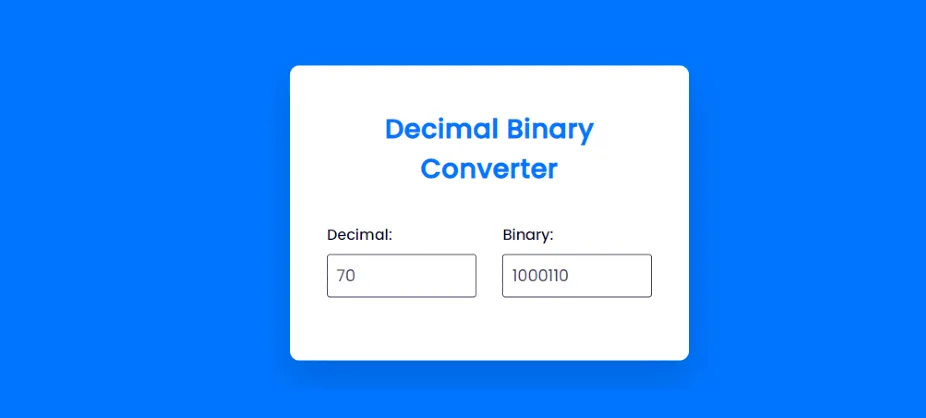 Decimal To Binary Converter with HTML, CSS