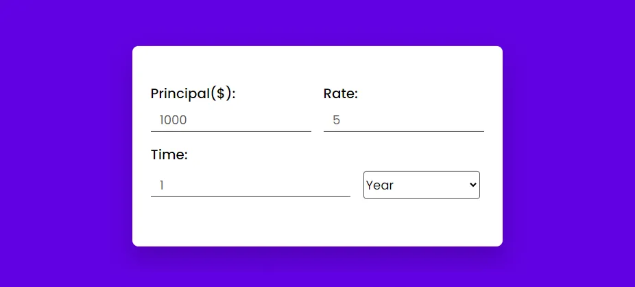 Create input boxes within the Interest Calculator