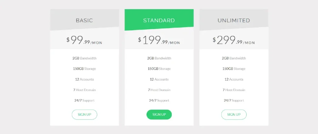 Pricing Table Bootstrap Project​